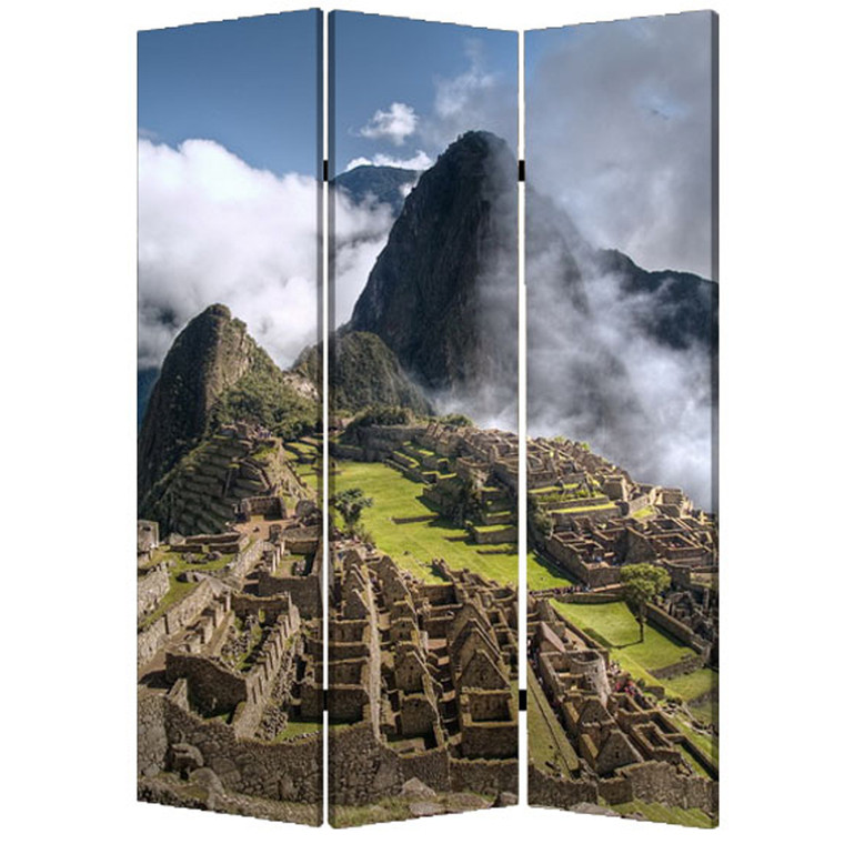 Homeroots 1" X 48" X 72" Multi-Color, Wood, Canvas, Machu Picchu - Screen 274858