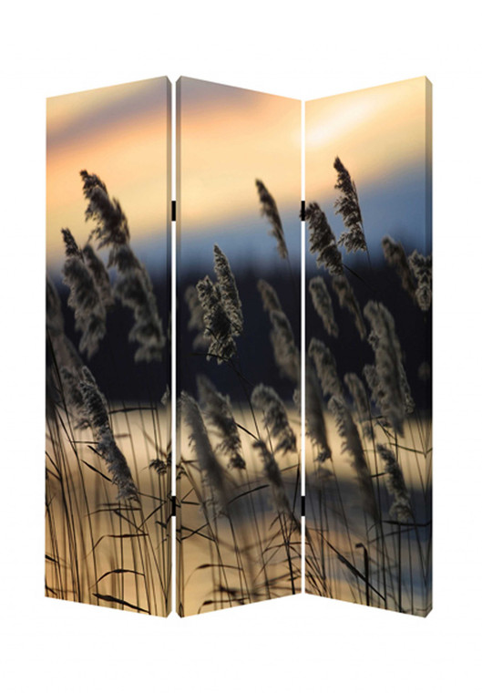 Homeroots 1" X 48" X 72" Multi-Color, Wood, Canvas, Whisper Reed - Screen 274861