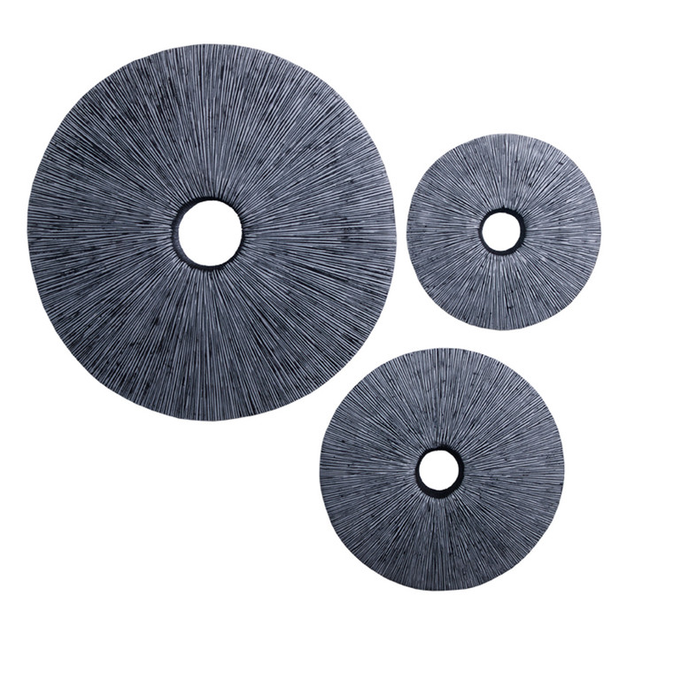Homeroots 1" X 16" X 16" Gray Sandstone, Ribbed, Round, Middle Hole - Wall Decor 274911