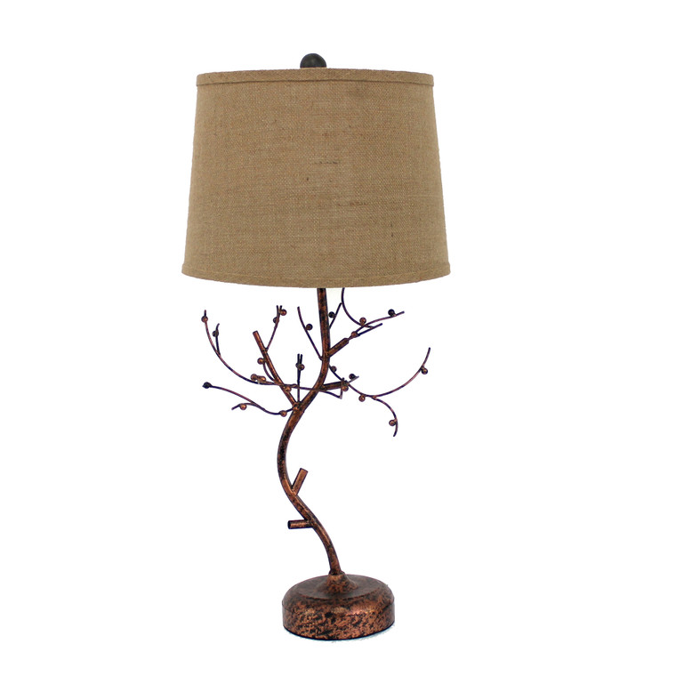 Homeroots 13" X 15" X 31" Bronze, Vintage, Metal With Elegant Tree Base - Table Lamp 277077