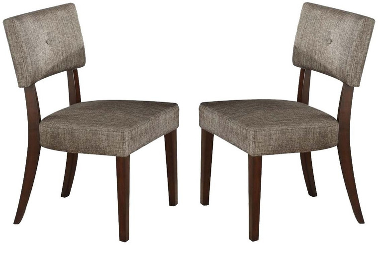 Homeroots 20" X 20" X 36" 2Pc Gray Fabric And Espresso Side Chair 285531