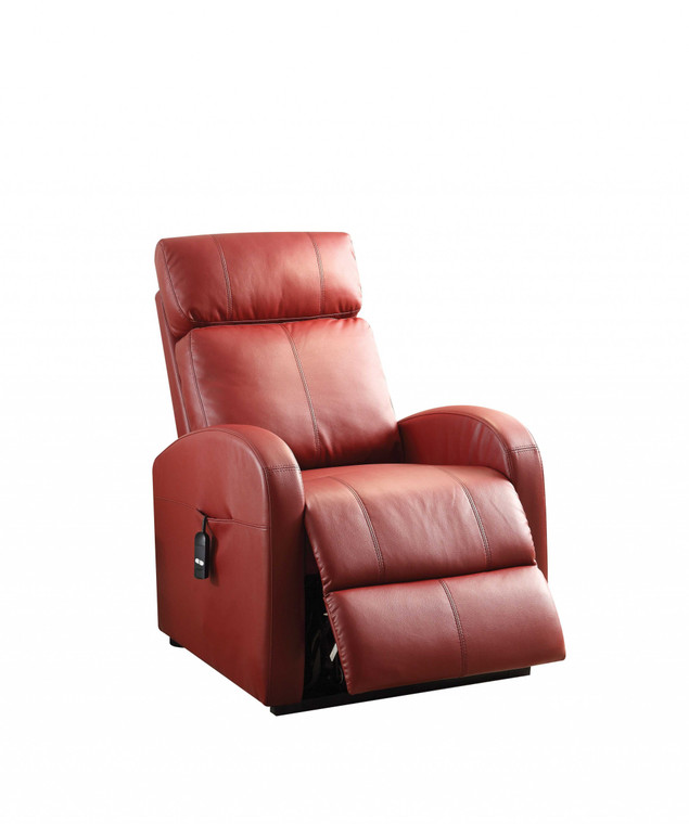 Homeroots 28" X 37" X 40" Red Pu Recliner With Power Lift 285713