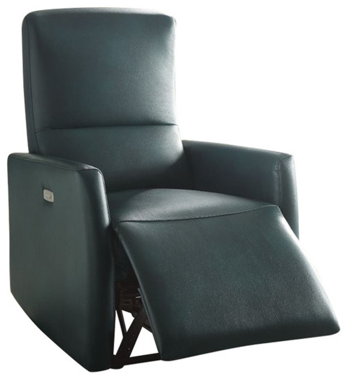Homeroots 28" X 37" X 40" Blue Leather-Aire Power Motion Recliner 285714