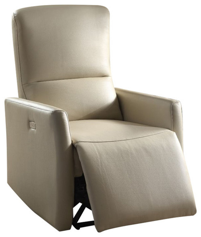 Homeroots 28" X 37" X 40" Beige Leather-Aire Power Motion Recliner 285715