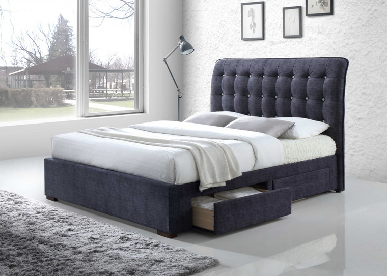 Homeroots 87" X 67" X 47" Dark Gray Fabric Queen Bed With Storage 285891