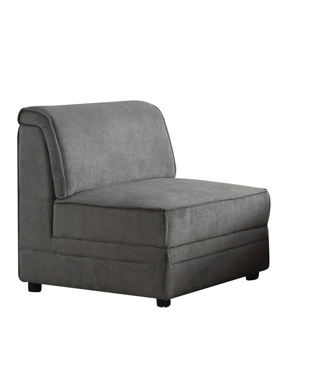 Homeroots 30" X 34" X 33" Gray Velvet Reversible Armless Chair 285966