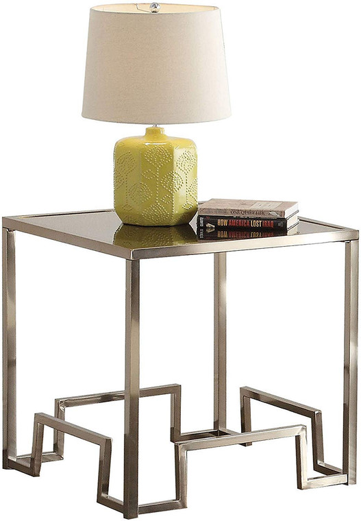 Homeroots 24" X 24" X 24" Champagne And Clear Glass End Table 286056