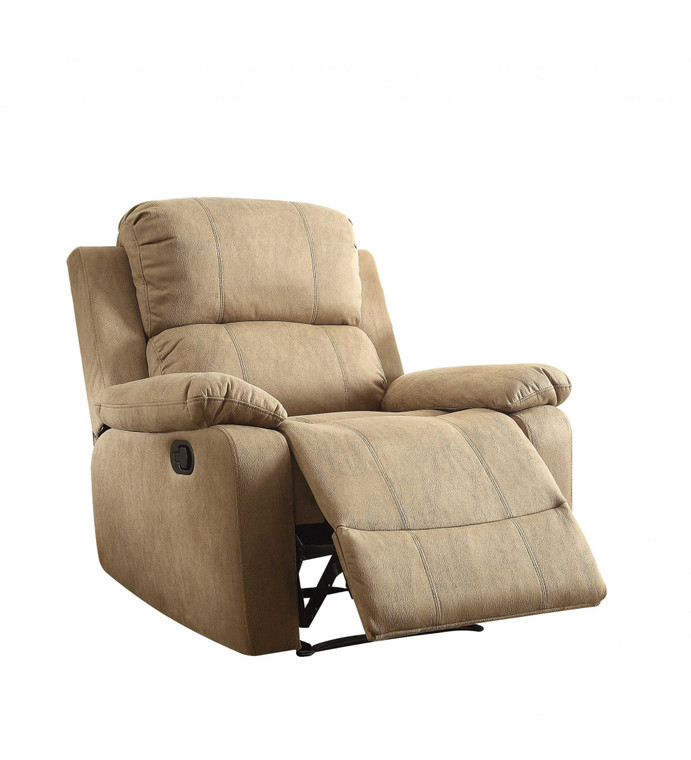 Homeroots 38" X 38" X 39" Brown Polished Microfiber Fabric Recliner 286178