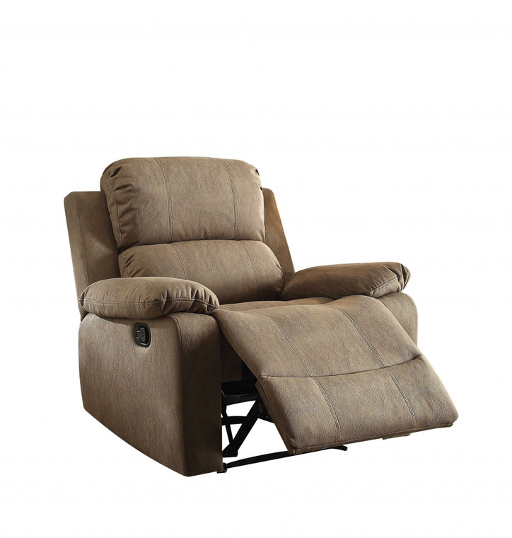 Homeroots 38" X 38" X 39" Taupe Polished Microfiber Fabric Recliner 286179