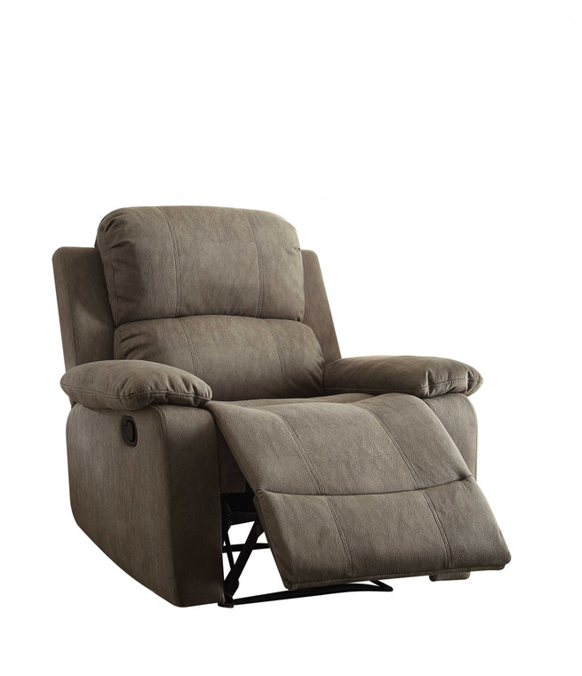 Homeroots 38" X 38" X 39" Gray Polished Microfiber Fabric Recliner 286180