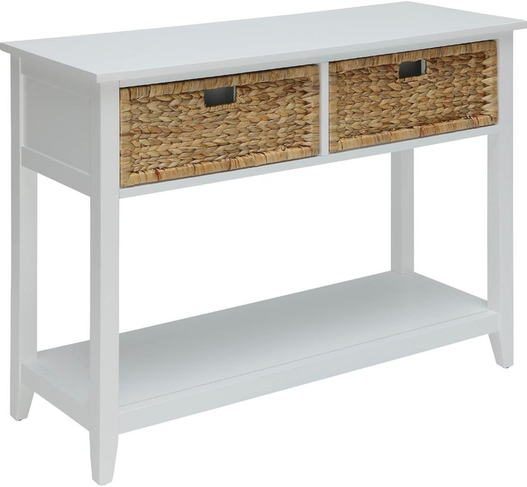 Homeroots 44" X 16" X 28" White Solid Wood Leg Console Table 286385