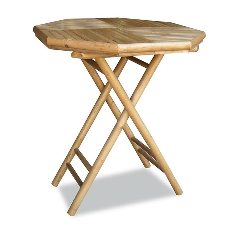 Homeroots 30" Natural Bamboo Octagonal Folding End Table 294740