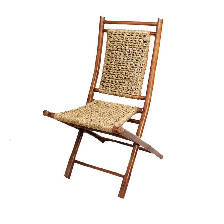 Homeroots 36" 2 Brown/Natural Bamboo Folding Chairs With An Open Link Weave 294747