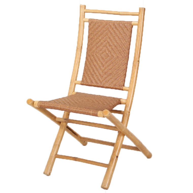Homeroots 36" Natural/Tan Bamboo Folding Chair With A Diamond Weave 294756