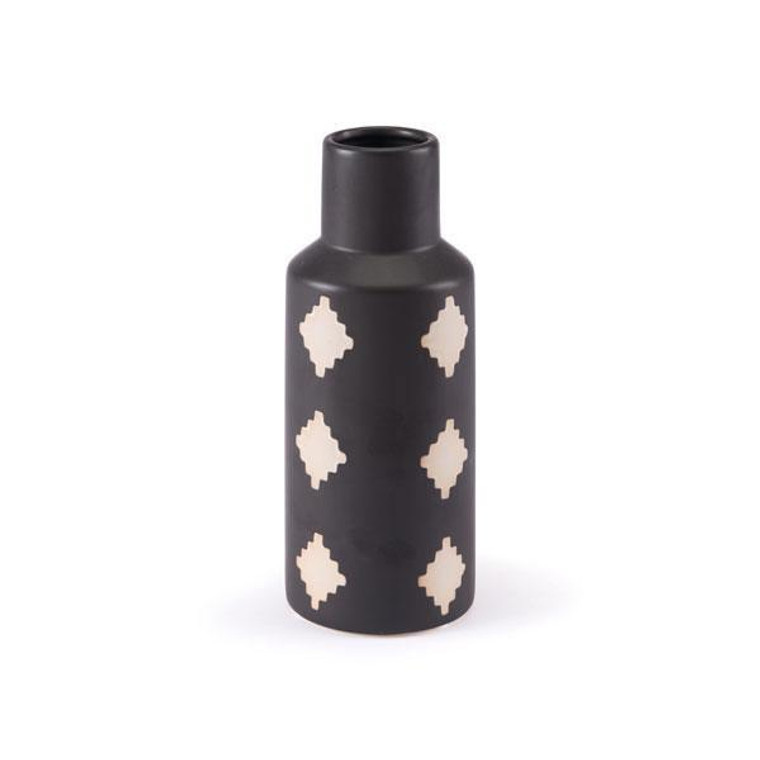 4.3" X 4.3" X 10.8" Small Black And Beige Bottle 295560