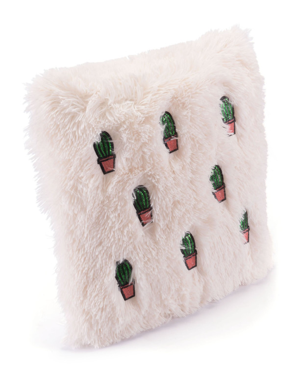 Homeroots 17.7" X 17.7" X 1.2" Beige & Pink, Foam, Cactus Pillow 296098