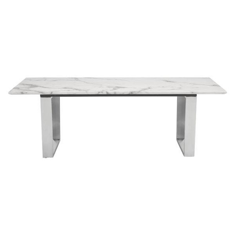 Homeroots 47.2" X 23.6" X 15.7" Stone And Brushed Stainless Steel Atlas Coffee Table 296148