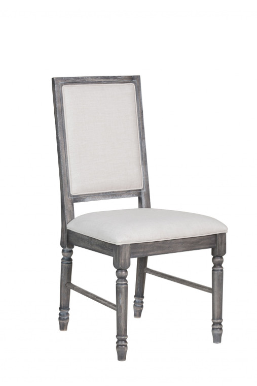 Homeroots 20" X 22" X 40" 2Pc Light Cream Linen And Weathered Gray Side Chair 318900