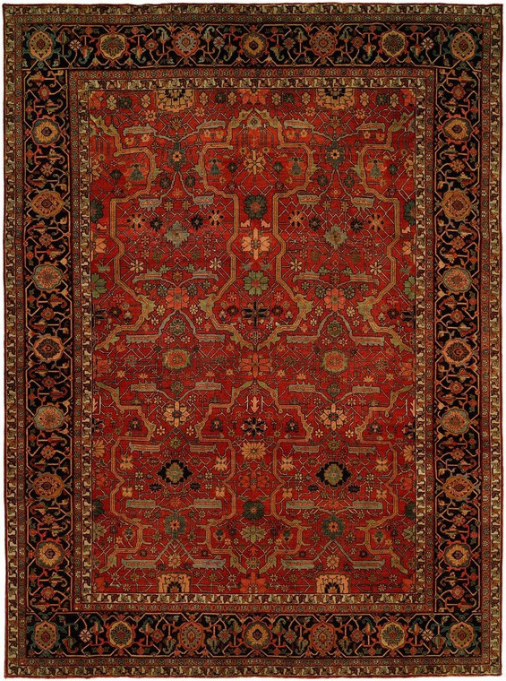 10265 Harounian Antique Heriz 104 Red/Blue Hand Knotted Wool Rug - 6'x9'