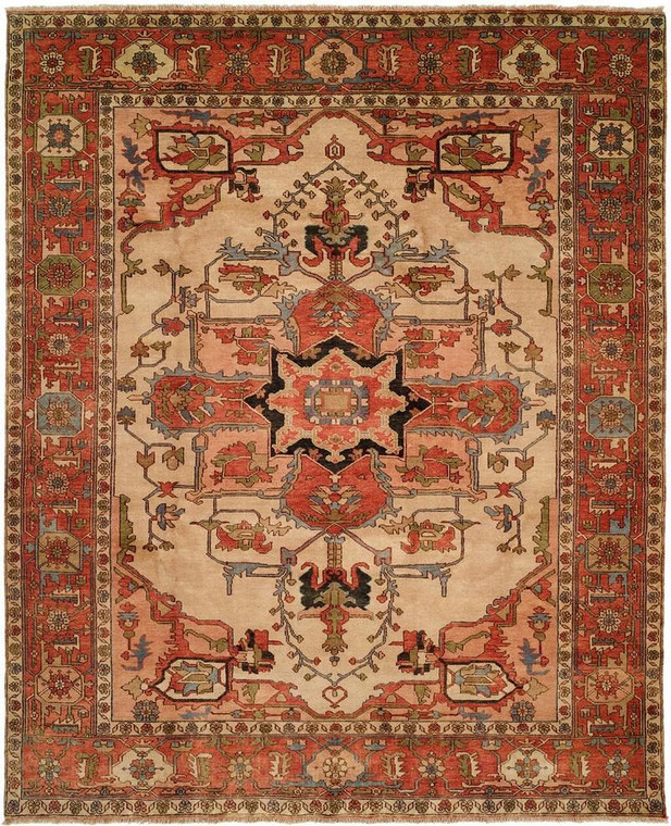 10631 Serapi Heritage SH-16A Ivory/Rust Hand Knotted Wool Rug - 10'x14'