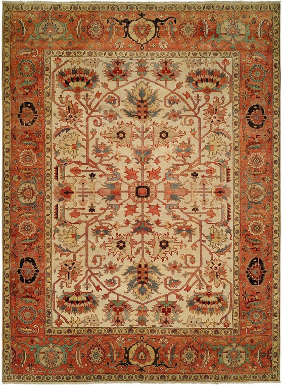 10646 Serapi Heritage SH-45 Ivory/Rust Hand Knotted Wool Rug - 6' X 9'