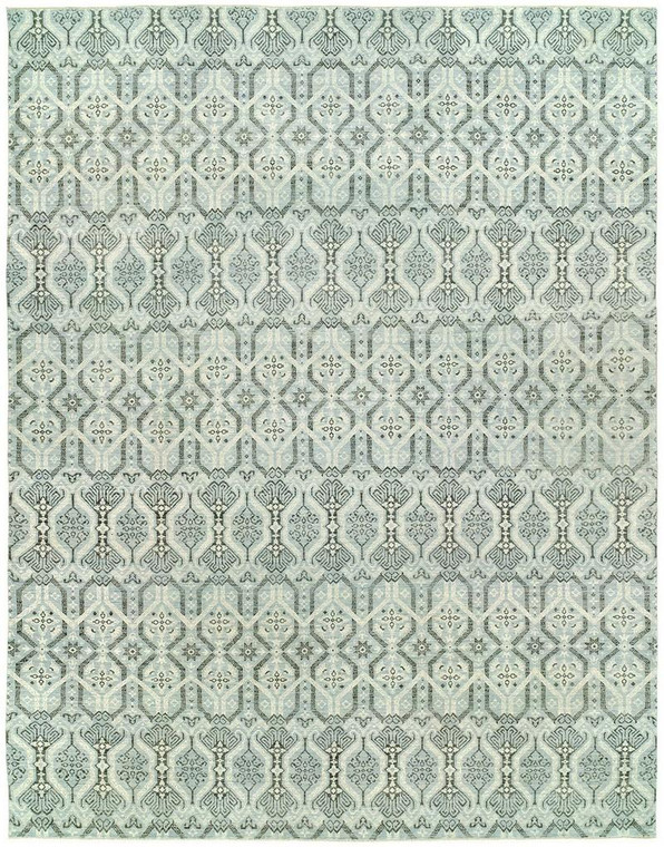 10916 Harounian Vogue 20-E Soft Blue/Ivory Hand Knotted Wool Rug - 8'x10'