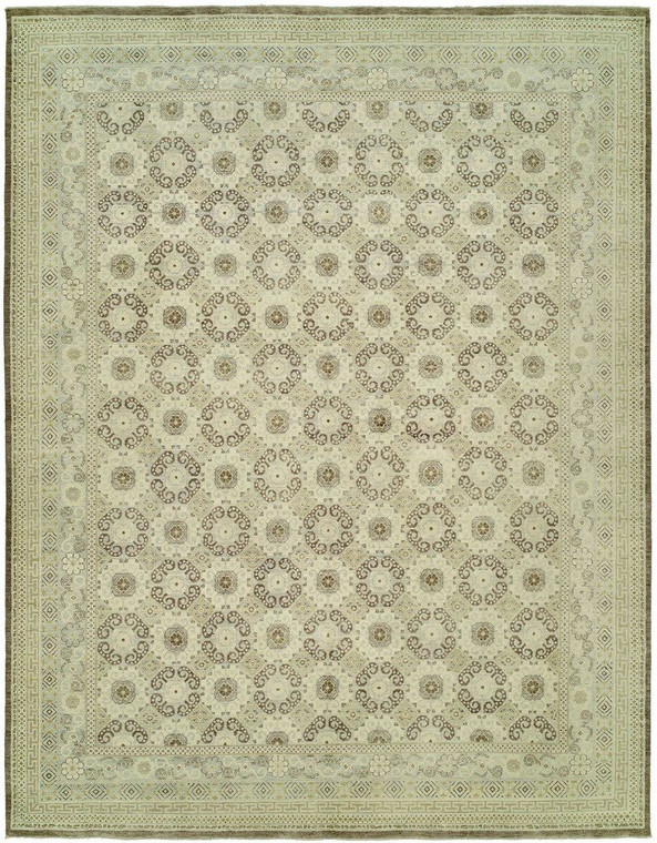10927 Harounian Vogue NZ-2 Ivory/Brown Hand Knotted Wool Rug - 6'x9'
