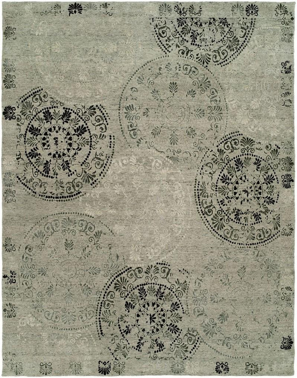 11047 Avalon AV-9695 Natural Hand Knotted Wool & Viscose Rug - 6' X 9'