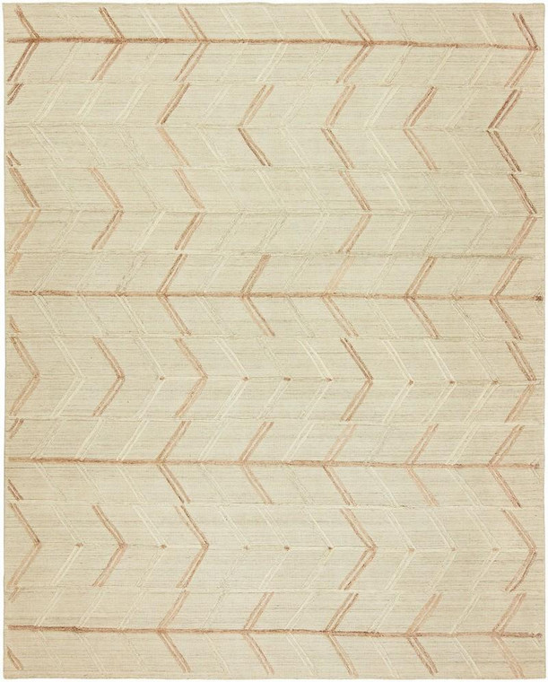 11313 Moma MO-171 White/Pink Hand Knotted Wool & Viscose Rug - 5'9" X 8'9"
