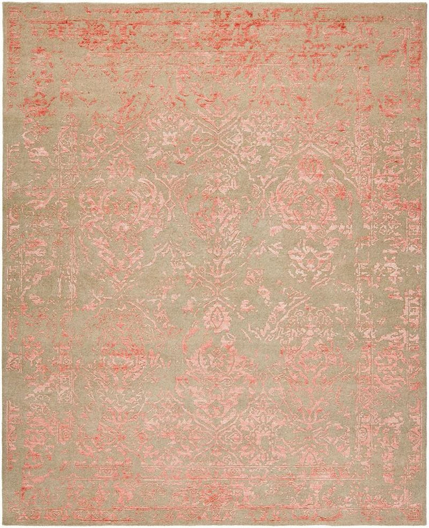 11324 Mystique MY-6048 Grey/Rose Hand Knotted Rug - 10' X 14'