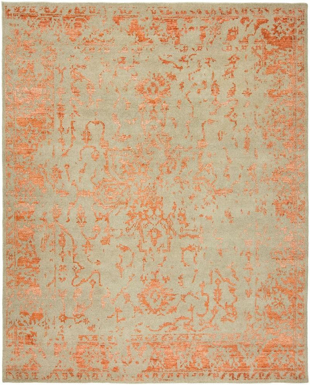 11335 Mystique MY-7766 Grey Rust Hand Knotted Wool & Viscose Rug - 9' X 12'