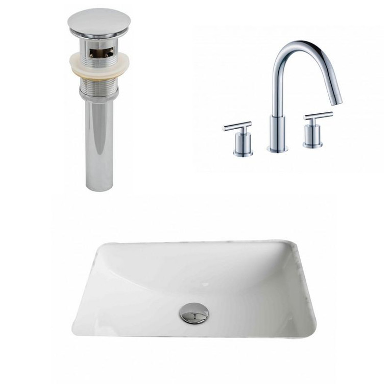 Rectangle Ceramic Undermount Sink Set - White AI-12923