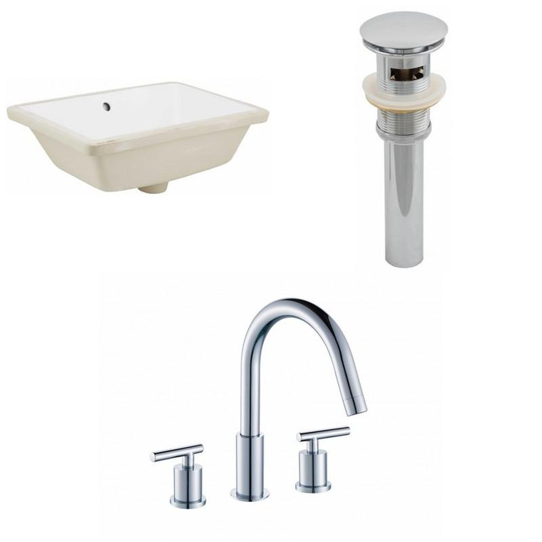 Rectangle Ceramic Undermount Sink Set - White AI-12983