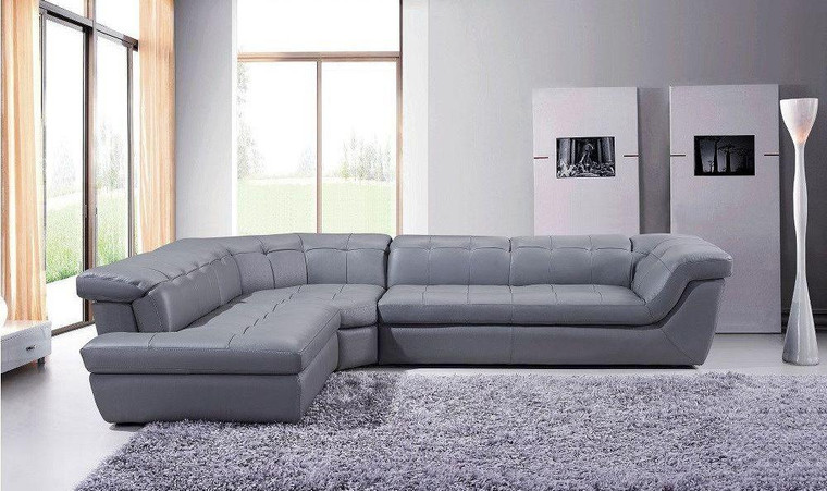 J&M 397 Italian Leather Grey Left Hand Facing Sectional 175442912-Lhfc