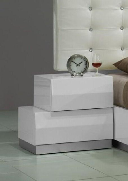 J&M Milan White Lacquer Left Facing Nightstand 17687-Nsl