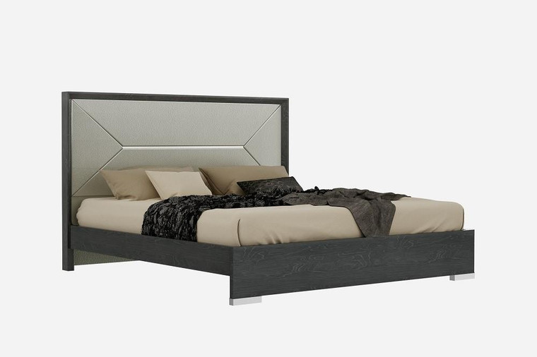 J&M Monte Leone Modern Grey Lacquer King Platform Bed 180234-K