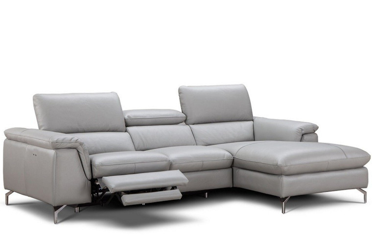J&M Serena Premium Leather Right Hand Facing Sectional - Light Grey 18234-Rhfc