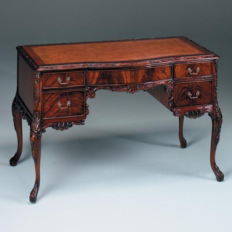 31851 Vintage Rectangular Chippendale Lady's Desk In Dark Wood Finish