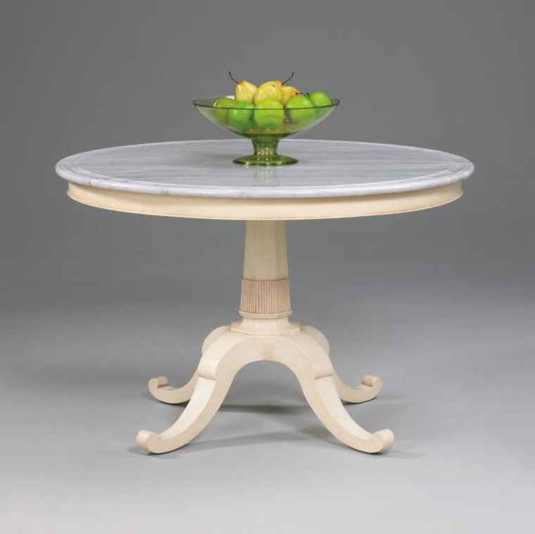 33218 Vintage Round Regency Centre Table w/ Marble Top In Beige Finish