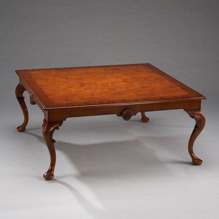 33400 Vintage Square Queen Ann Cocktail Table In Brown Finish