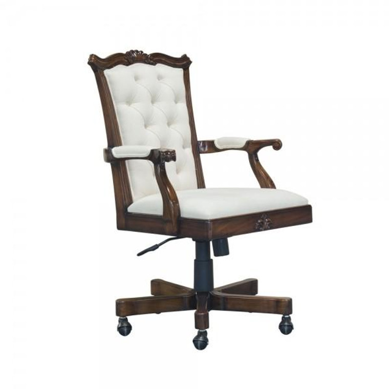 34044EM Vintage Office Chair On Wheels With Calico Fabric
