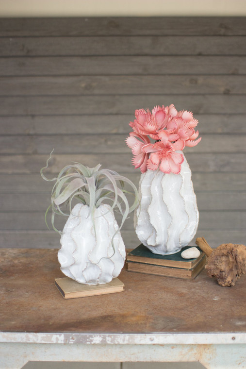 Kalalou Ceramic Ruffle Vase - Large CHN1140