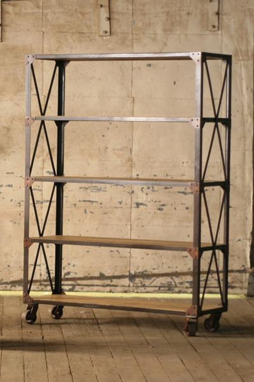 Kalalou Tall Iron And Wood Shelving Unit - 5 Shelves - CQ6080