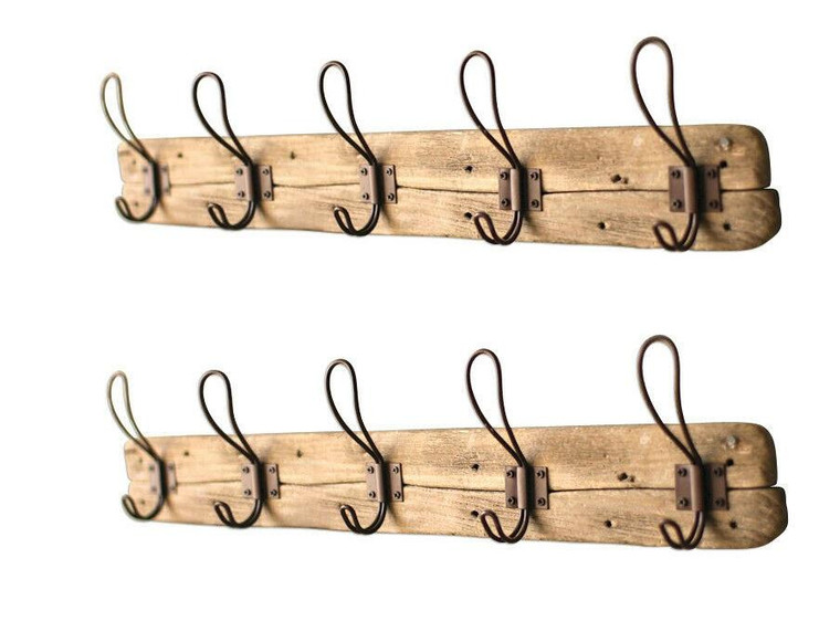 Recycled Wooden Coat Rack With Rustic Hooks Kalalou- CXJ1025