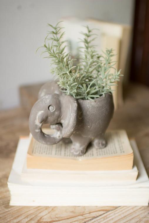 Kalalou Clay Elephant Planter H3336