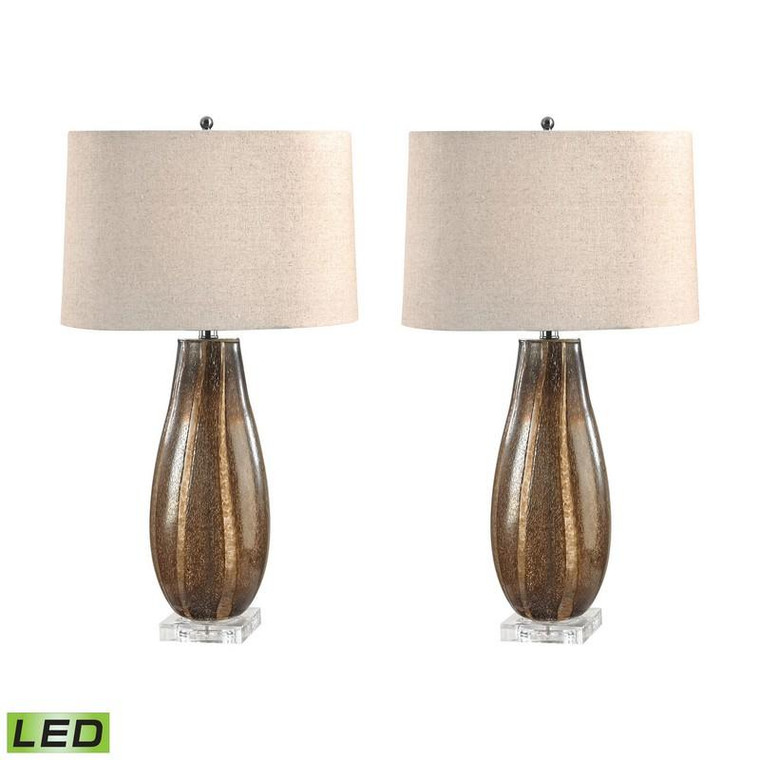 Oval Sand Glass Led Table Lamp - Set Of 2 215/S2-LED