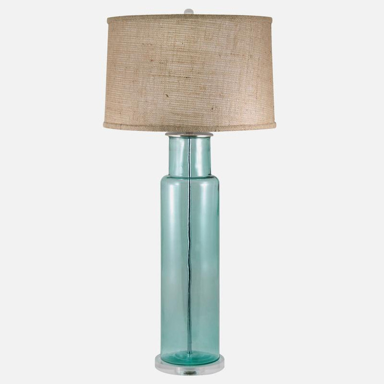 Recycled Glass Cylinder Table Lamp In Blue 216B