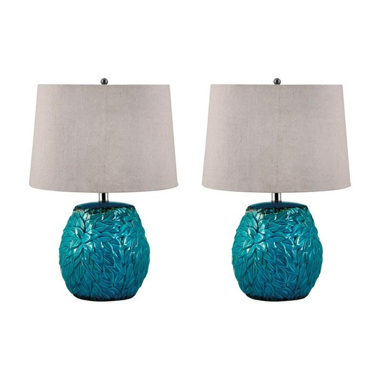 Aqua Leaf Terra Cotta Table Lamp - Set Of 2 275/S2