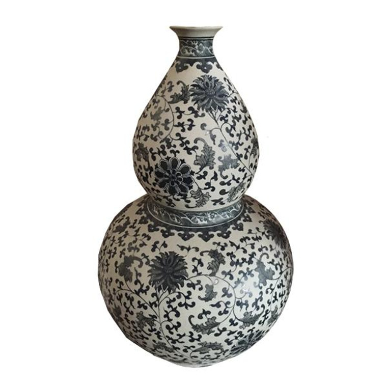 1157 Legend Of Asia Matte Charcoal Twisted Lotus Gourd Vase