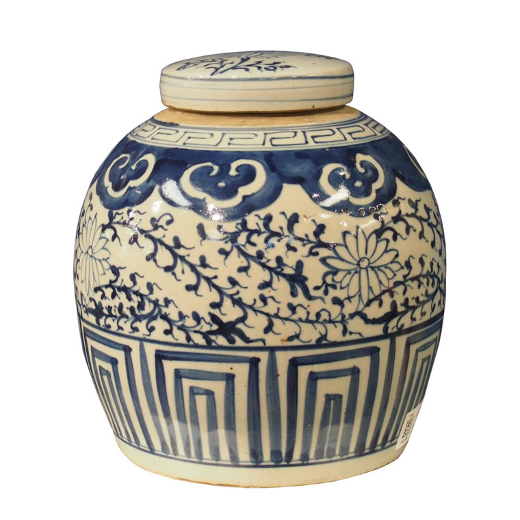 1196 Legend Of Asia Blue & White Curly Vine Ancestor Jar